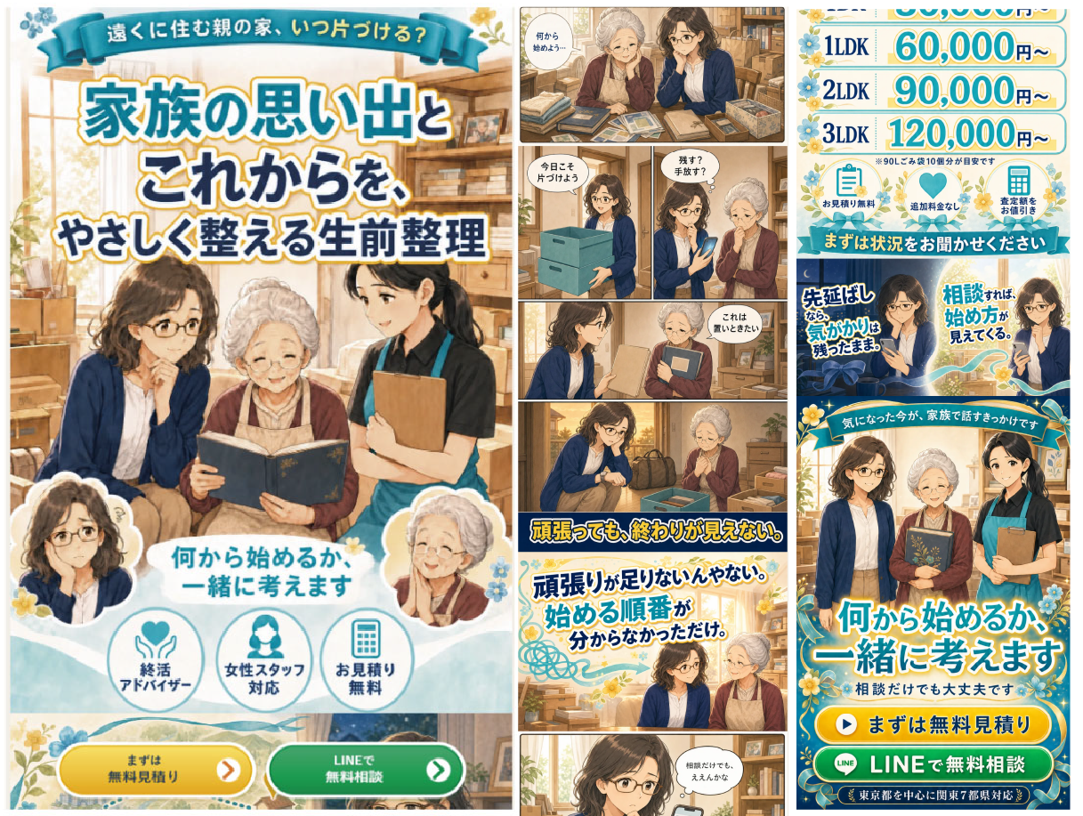 生前整理・遺品整理会社紹介の漫画LP